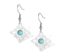 Witches Knot Earrings with Turquoise Magic Celtic Knot Dangle Stud Earrings Stainless Steel Celtic Irish Wiccan Witchcraft Pagan Jewelry for Women Teens