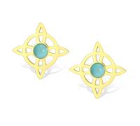 Witches Knot Earrings with Turquoise Magic Celtic Knot Dangle Stud Earrings Stainless Steel Celtic Irish Wiccan Witchcraft Pagan Jewelry for Women Teens