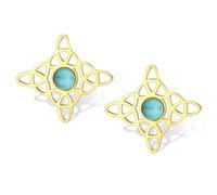 Witches Knot Earrings with Turquoise Magic Celtic Knot Dangle Stud Earrings Stainless Steel Celtic Irish Wiccan Witchcraft Pagan Jewelry for Women Teens