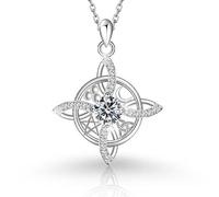 Witches Knot Necklace - Celtic Birthstone Pendant for 12 Month (April/Diamond)