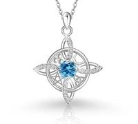 Witches Knot Necklace - Celtic Birthstone Pendant for 12 Month (December/Tanzanite)
