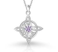 Witches Knot Necklace - Celtic Birthstone Pendant for 12 Month (June/Alexandrite)