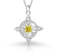 Witches Knot Necklace - Celtic Birthstone Pendant for 12 Month (November/Citrine)