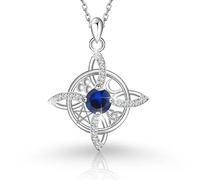 Witches Knot Necklace - Celtic Birthstone Pendant for 12 Month (September/Sapphire)