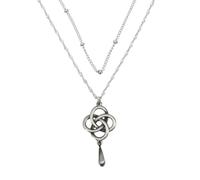 Witches Knot Necklace Celtic Knot Pendant with Triquetra Trinity Earrings Bracelet Gift for Men and Women, S, Metal, No Gemstone