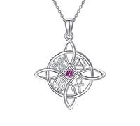 Witches Knot Necklace Sterling Silver Witch Knot Necklace October Birthstone Celtic Witch Knot Jewellery Gifts for Women Girls