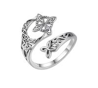 Witches Knot Ring, Adjustable Celtic Open Band, Witches Protection Knot Symbol, Handmade Witch’s Return-Knot Jewelry Gifts for Women (Silver-1 pc)