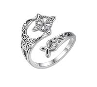 Witches Knot Ring, Adjustable Celtic Open Band, Witches Protection Knot Symbol, Handmade Witch’s Return-Knot Jewelry Gifts for Women (Silver-1 pc)