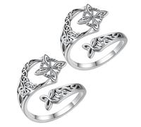 Witches Knot Ring for Women,925 Sterling Silver Knot Ring, Adjustable Triquetra Witch Jewelry,for Punk Alternative Style (2 Pcs)