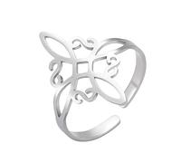 Witches Knot Ring For Women Stainless Steel Geometric Style Elegante Chic Irish Celtic Knot Adjustable Ring Witchcraft Amulet Jewelry, Stainless Steel, No Gemstone