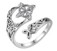 Witches Knot Ring for Women,Witches Protection Knot Ring Adjustable Celtic Open Band, Vintage Witchy Jewelry Symbol Ring for Protection and Spiritual Style (1PCS)
