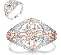 Witches Knot Ring - Handmade Witch’s Return-Knot Protection Ring, Silver Knot Design with Rose-Gold Detail, Vintage Jewelry Gift, Protect Your Loved Ones, for Women (12)