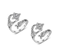 Witches Knot Ring, Witches Protection Knot Rings for Women - Open Adjustable Design, Retro Loop Design, Symbolizing Protection, Gratitude, and Love, for Relatives and Friends (2PCS)