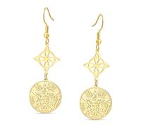 Witches Knot Tetragrammaton Pentagram Dangle Earrings Double Protection Celtic Knot Pendant Witchcraft Pagan Irish Jewelry for Women Men