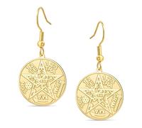 Witches Knot Tetragrammaton Pentagram Dangle Earrings Double Protection Celtic Knot Pendant Witchcraft Pagan Irish Jewelry for Women Men