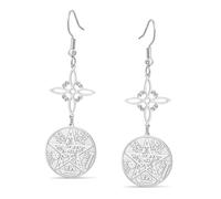 Witches Knot Tetragrammaton Pentagram Dangle Earrings Double Protection Celtic Knot Pendant Witchcraft Pagan Irish Jewelry for Women Men