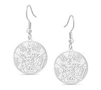 Witches Knot Tetragrammaton Pentagram Dangle Earrings Double Protection Celtic Knot Pendant Witchcraft Pagan Irish Jewelry for Women Men