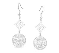 Witches Knot Tetragrammaton Pentagram Dangle Earrings Double Protection Celtic Knot Pendant Witchcraft Pagan Irish Jewelry for Women Men