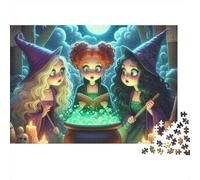 Witches Magic Ritual Jigsaw Puzzle for Adults 1000 Piece Jigsaw Puzzle 1000 Pieces Puzzle Game Night Scene Family Decor Relieve Stress Gift 52x38cm/1000pcs