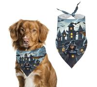 Witches Night Dog Bandana Adjustable Pet Scarf Soft Washable Polyester Triangle Bib Lightweight Breathable Pet Bib for Dogs Cats Puppies Suitable for Holiday Birthday