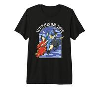 Witches on Tour Witches Riding a Broomstick Funny Halloween Premium T-Shirt
