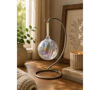 Witches or Spirit ball, 15cm, white with glass strands inside
