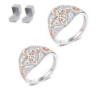 Witches Protection Knot Ring, Witches Knot Rings for Women Handmade Witch's Return-Knot Protection Ring, Silver Knot Design with Rose-Gold Detail (2 Set,#7)