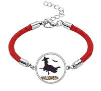 Witches Ride Broomsticks Bat Halloween Lucky Red String Bracelet Rope Bracelet Handmade