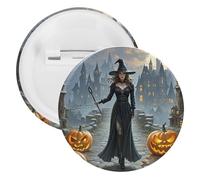 Witches Tinplate Badge Personalized Round Brooch Large Craft Button Suitable for Teachers, Nurses, Doctors, Staff, Party Gift Accessories, 1PCS, Plastic, plastics