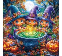 Witches with Cauldron at Halloween 100 Piece Count Premium Jigsaw Puzzle Teen Fans 14-18 Yrs Ultra Difficult Leisure Adventure Valentines Creativity & Gift Giving 28x28cm
