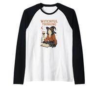 'Witchful Thinking' s Wine Witch Halloween s Book Readers Raglan Baseball Tee