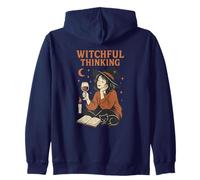 'Witchful Thinking' s Wine Witch Halloween s Book Readers Zip Hoodie