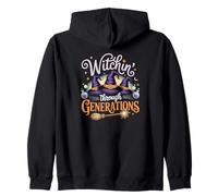 Witchin’ Through Generations Cute Witch Family Zip Hoodie