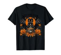 Witching Hour Black Cat Cauldron Halloween Moon Scene Value Graphic T-Shirt
