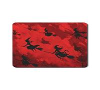 Witching Hour Dish Drying Mats for Kitchen Counter, Black Witch Silhouette Absorbent Rubber Dish Mat, Halloween PU Leather Drying Pad for Coffee Bar 12x20 Inch