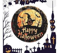 Witching Hour Halloween Wreath for Front Door, Halloween Hanging Door Wreath Wooden Wall Decor, Unique Design with Five Witches for Front Decorations, Perfect for Festive Home Decoration (F)