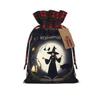 Witching Wonders Holiday Printed Drawstring Pouch M For Festival Wrapping, Storage And Party Use