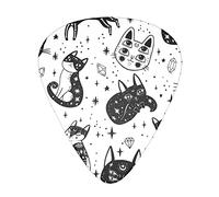 Witch'S Cat Seamless Pattern Thin Medium And Heavy Gauge Guitar Picks For Bass Electric Acoustic Guitars (12 Count)