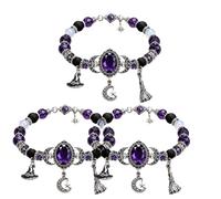 Witch's Crystal Moon Charm Bracelet,Moon Phase Crystal Healing Bracelet for Women, Crescent Moons, Star & Witch Charms Jewelry,Spiritual Bracelets for Intuition, Gifts for women (AAA#)