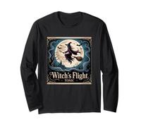 Witch's Flight Tonic Spooky Magical Night Scene Long Sleeve T-Shirt