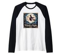 Witch's Flight Tonic Spooky Magical Night Scene Raglan Baseball Tee