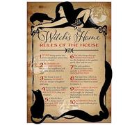 Witch'S Home Rules Of The House Retro Metal Tin Sign 8X12 Inches
