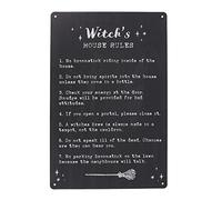 Witch's House Rules Metal Sign - Black