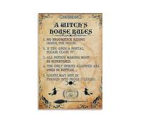 Witch's House Rules, Witches Decor, Witch Halloween Poster, Halloween Wall Sign, Witchy Decoration, Witch Kitchen Decor, Kitchen Decor Poster Print for Teen Boys Room Wall Art Canvas Painting Print 08