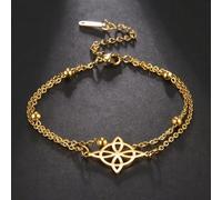 Witch's Knot Bracelet Stainless Steel Celtic Knot Double Layer Adjustable Bracelet Women's Fashion Lucky Jewelry Gift