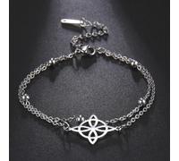 Witch's Knot Bracelet Stainless Steel Celtic Knot Double Layer Adjustable Bracelet Women's Fashion Lucky Jewelry Gift
