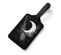 Witch's Magic Broom Moon Luggage Tags Name Card for Suitcases Travel Bag