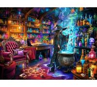 Witch's Magic Halloween Jigsaw Puzzle 550 Piece by Vermont Christmas Company - Fully Interlocking & Randomly Shaped Pieces - 24" x 18" - Family Halloween Puzzles
