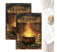 Witch's Stew & Brews Decipes, 50 Enchanted Recipes for Body and Soul, Halloween Witch Party Spiral Food Recipes for Party, Gift For Witches(2PCS)