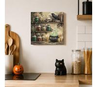 Witchy Apothecary Potion Scene Cauldron Canvas Kitchen Wall Art 12x12